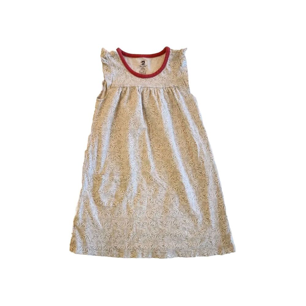 Girls Tea Collection Gray/Pink Floral Pettern Dress Size 5 Flutter Sleeves